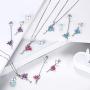 Aurora Tears Flamingo Necklace/Earrings Women 925 Sterling Silver Bird Butterfly Pendant/Dangle Birthstone Gift for Girls Birthday Dating Birth Jewelry