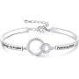 Ado Glo Mother’s Day Bracelet Gifts, Always My Daughter/Mom/Sister Forever My Friend Circles Bangle, White Gold Plated Fashion Jewelry, Birthday Anniversary for Women and Girls