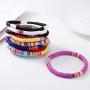 BOMAIL 12 Pcs Heishi Surfer Bracelets African Vinyl Disc 6mm Beads Polymer Clay Rainbow Bracelet Elastic Rope Bracelet Set Summer Beach Jewelry for Women Girls