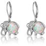 Elephant Earrings Women White Opal Leverback Earring Dangle Jewelry Hypoallergenic Lucky Gifts for Girls