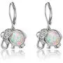 Elephant Earrings Women White Opal Leverback Earring Dangle Jewelry Hypoallergenic Lucky Gifts for Girls Elephant Earrings Women White Opal Leverback Earring Dangle Jewelry Hypoallergenic Lucky Gifts for Girls