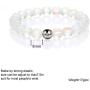 4Pcs Mystic Mermaid Beaded Stretch Bracelet Handmade Round Glass 8mm Multicolor Matte Beads Elastic Bracelet Shining Moonstone Beads Wristband for Women Girl Valentines Jewelry