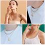 Set of 2 Dainty Gold Layered Necklace | Chunky Link Coin Pendant Necklace for Women Girls