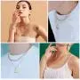 Set of 2 Dainty Gold Layered Necklace | Chunky Link Coin Pendant Necklace for Women Girls