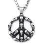 Warvik Hippie Peace and Love Symbol Pendant Necklace Silver Color, Stainless Steel Jewelry Men Women Wheat Chain 20/28 Inch