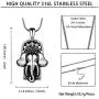 Hamsa Hand Necklace Mens 316L Stainless Steel Hand of Fatima Pendant 18k Gold/Black Gun Plated Path of Symbols Lucky Amulet Jewelry