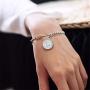 Fashion Link Charm Coin Bracelet for Women Girls Stainless Steel Asymmetrical Toggle Chain Queen Elizabeth Goddess Worship Celebrity Medallion Keepsake Dainty Jewelry Gifts
