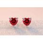 AILUOR White Gold Plated Simulated Ruby Crystal Heart Necklace and Stud Earrings Set - Queen of Hearts Pendant Jewelry Set Silver Chain January Birthstone Evie Red Heart Jewelry Gifts for Women