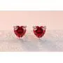 AILUOR White Gold Plated Simulated Ruby Crystal Heart Necklace and Stud Earrings Set - Queen of Hearts Pendant Jewelry Set Silver Chain January Birthstone Evie Red Heart Jewelry Gifts for Women