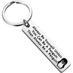 BEKECH Penguin Gift Always Be Yourself Unless You Can Be A Penguin Keychain Penguin Theme Jewelry Funny Penguin Quote Inspirational Gift for Friend Penguin Lover Gift