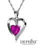 DEPHINI - Pink Heart Necklace - 925 Silver Heart Pendant with White CZ & Pink Birthstone Embellished with Branded Crystal for Women, 18'' Sterling Silver Chain + Jewellery Box, Gifts for Women