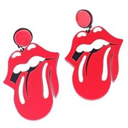 YINLIN Cute Funny Acrylic Big Red Lip Dangle Stud Earring Sexy Punk Style Exaggeration Hip Hop Jewelry