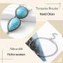 Campsis Boho Finger Ring Bracelet Turquoise Bracelet Silver Festival Hand Chain Decorative Jewelry for Women and Girls