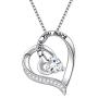 FLYOW I Love You More Heart Necklace for Women Girls Sterling Silver CZ Pendant, Best Valentines Mothers Day Jewelry Gifts