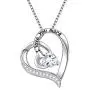 FLYOW I Love You More Heart Necklace for Women Girls Sterling Silver CZ Pendant, Best Valentines Mothers Day Jewelry Gifts
