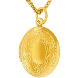 Lifetime Jewelry Locket Necklace That Holds Pictures [ Oval Gold Locket ] Jewelry for Girls and Women - Up to 20X More 24k Plating Than Other Photo Lockets