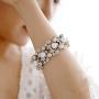 Fashion Statement Pearl Bangle Bracelet for Women, Silver Plating Chunky Bangle Wedding Party Prom Jewelry Cuff Bangle