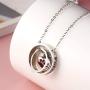 Muyuer Ashes Urn Necklace Two Circle Heart Pendant Memorial Cremation Keepsake Jewelry- No Longer by My Side But Forever in My Heart