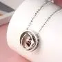 Muyuer Ashes Urn Necklace Two Circle Heart Pendant Memorial Cremation Keepsake Jewelry- No Longer by My Side But Forever in My Heart