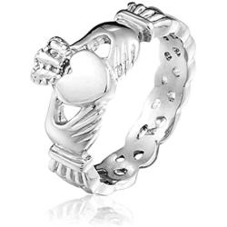 SBI Jewelry Stainless Steel Claddagh Rings Loyalty Heart Rings Gift for Women Birthday Anniversary Valentines Day