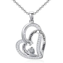Distance Mother Daughter Necklace S925 Sterling Silver Heart Necklace for Daughter Mom Double Heart Necklaces Jewelry Gifts for Mom Daughter Wife Girls