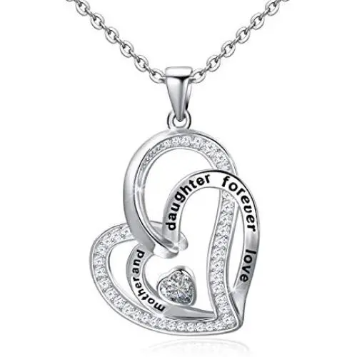 Distance Mother Daughter Necklace S925 Sterling Silver Heart Necklace for Daughter Mom Double Heart Necklaces Jewelry Gifts for Mom Daughter Wife Girls Distance Mother Daughter Necklace S925 Sterling Silver Heart Necklace for Daughter Mom Double Heart Necklaces Jewelry Gifts for Mom Daughter Wife Girls