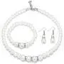 Finrezio Faux Pearl Choker Necklace Dangle Earrings Bracelet Crystal Jewelry Set for Women Wedding Jewelry Sets Bridesmaids Gifts Finrezio Faux Pearl Choker Necklace Dangle Earrings Bracelet Crystal Jewelry Set for Women Wedding Jewelry Sets Bridesmaids Gifts