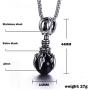 HUANIAN Charm Punk Titanium Stainless Steel Dragon Claw Pendant Crystal Ball Necklace,24inches Chain