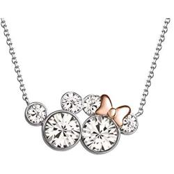 Disney Mickey and Minnie Mouse Silver and Pink Plated Two Tone Crystal Necklace, Official License
