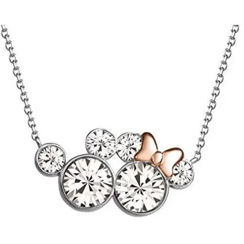 Disney Mickey and Minnie Mouse Silver and Pink Plated Two Tone Crystal Necklace, Official License Disney Mickey and Minnie Mouse Silver and Pink Plated Two Tone Crystal Necklace, Official License