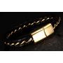 Mgutillart Punk Rock Stainless Steel Magnet Buckle Wristband Leather Bracelet