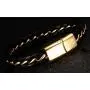 Mgutillart Punk Rock Stainless Steel Magnet Buckle Wristband Leather Bracelet