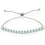 Sterling Silver 3mm Synthetic White Opal Round-cut Chain Adjustable Pull-String Bolo Slider Tennis Bracelet