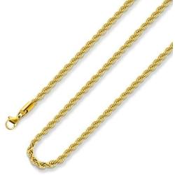 18k Real Gold Plated Rope Chain 2.5mm 5mm Stainless Steel Men Chain Necklace Women Chains 16 Inches 36 Inches