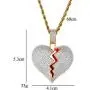 EXGOX Mens and Women 18k Gold Plated Broken Heart Pendant Necklace Hip Hop CZ Fully Iced Out Bling Cuban Stainless Rope Chain Necklace EXGOX Mens and Women 18k Gold Plated Broken Heart Pendant Necklace Hip Hop CZ Fully Iced Out Bling Cuban Stainless Rope Chain Necklace