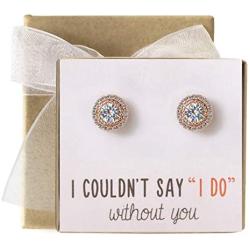 A+O Bridesmaid Gift, Crystal Stud Post or Clip-on Earrings in Silver, Gold, Rose Gold