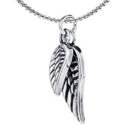 Xusamss Punk Jewelry Titanium Steel Angel Wings Pendant Necklace