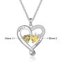 Personalized Heart Necklace Womens Girls Name with 2 Simulated Birthstone, Promise Necklace for Couple Jewelry with Heart Pendant