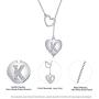 A - Z Heart Initial Necklace, 14K White Gold Plated Letter Necklace Y-Necklace Silver for Women Girls, Adjustable Heart Initial Cubic Zirconia Alphabet Necklace with Gift Box Card