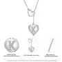 A - Z Heart Initial Necklace, 14K White Gold Plated Letter Necklace Y-Necklace Silver for Women Girls, Adjustable Heart Initial Cubic Zirconia Alphabet Necklace with Gift Box Card