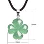 iSTONE Four Leaf Clover Necklace,Made with Green Aventurine Jade for Faith Hope Love and Luck 16 Inch Rope Chain