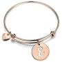 Zuo Bao Rose Gold Initial Disc Expandable Wire Bracelet Bangle with Heart Charm