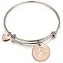 Zuo Bao Rose Gold Initial Disc Expandable Wire Bracelet Bangle with Heart Charm Zuo Bao Rose Gold Initial Disc Expandable Wire Bracelet Bangle with Heart Charm
