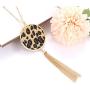 Leopard Print Pendant Necklace Drop Earrings Bangle Bracelet Set-Cheetah Print Leather Jewelry Set for Women