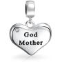 Engrave Word Nana Grandma Heart Dangle Bead Charm For Grandmother Crystal Accent Oxidized .925 Sterling Silver Fit European Bracelet