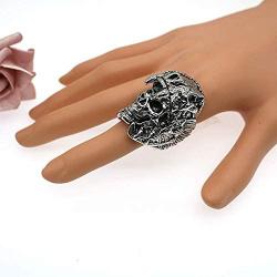 Mens Punk Silver Demon Skull Ring Vintage Heavy Gothic Biker Rings Metal Rock Biker Bands Fashion Jewelry for Men Boy