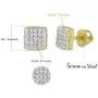 Mens Ladies 14K Gold Over Silver Lab Diamond Earrings Screw Back Studs Iced Out aretes para hombre - Mens Earrings, Screw Back, Mens Jewelry, Hip hop Earring