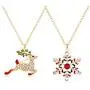 ELEARD Long Christmas Necklace Sparkle Crystal Snowflake Reindeer Wreath Pendant Necklace for Women Girls Festive Sweater Necklace Xmas Holiday Party Jewelry Set Gifts
