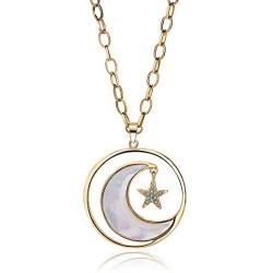 welbijoux Long Moon Star Shell Pendant Necklace for Women Sweater Layered Y Statement Bohemian Chain Girls Mother Jewelry with Gifts Box
