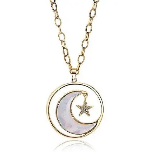welbijoux Long Moon Star Shell Pendant Necklace for Women Sweater Layered Y Statement Bohemian Chain Girls Mother Jewelry with Gifts Box